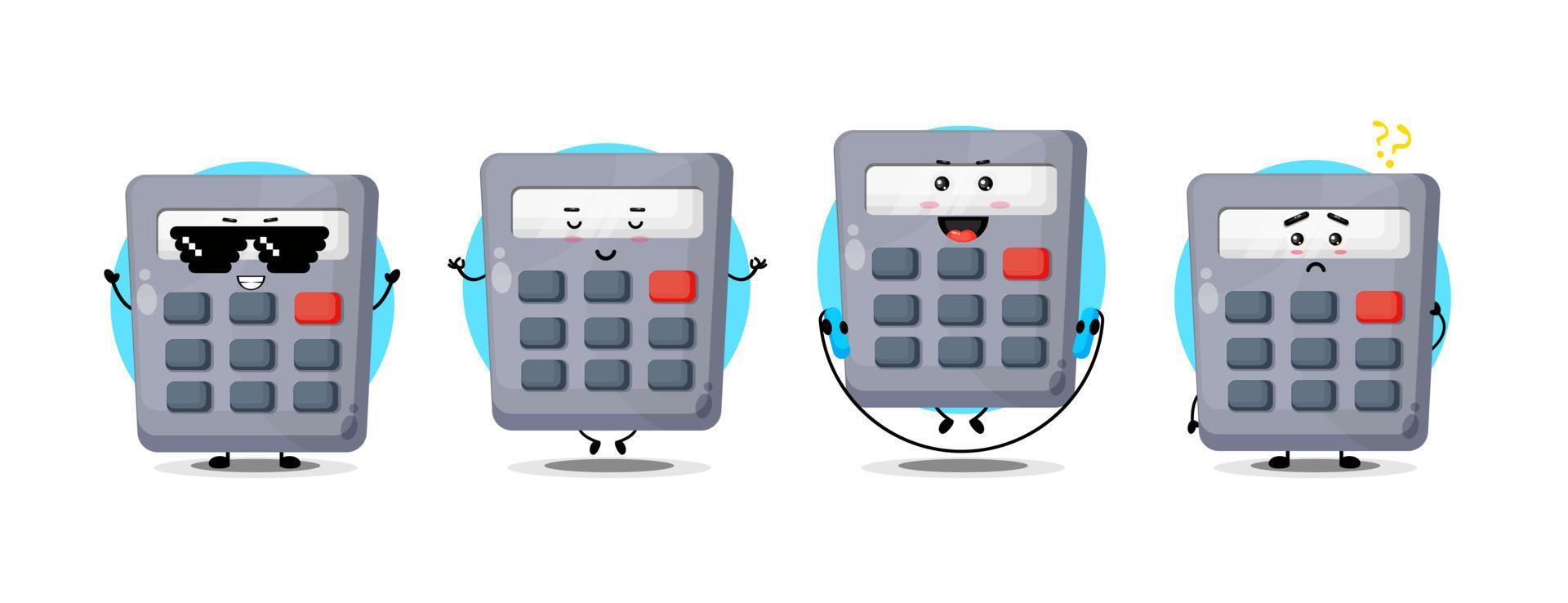 Cute calculator character collection vector