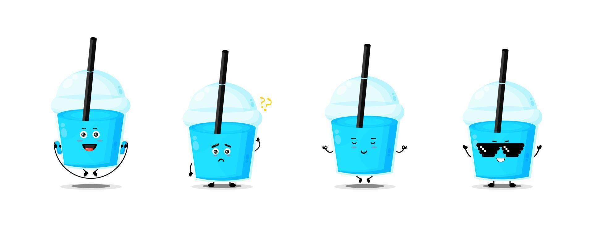 Cute plastic cup character collection vector