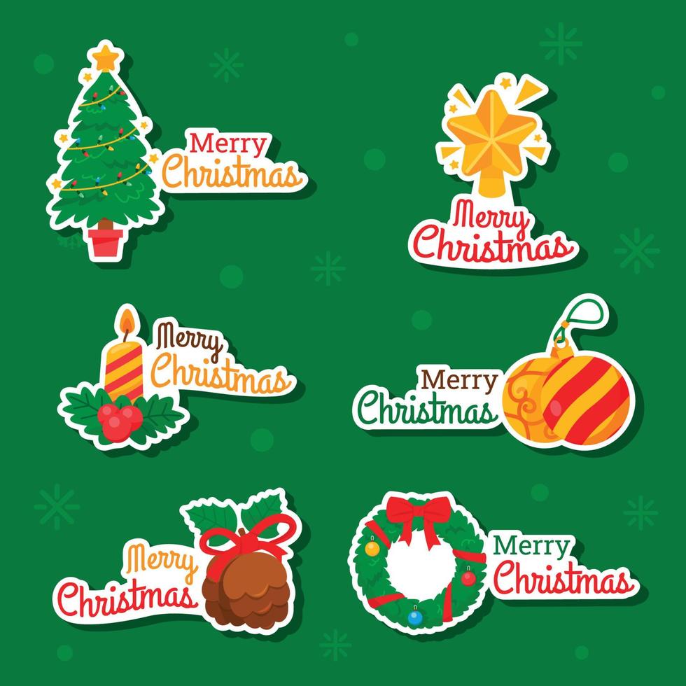 Christmas Tree and Decoration Sticker vector