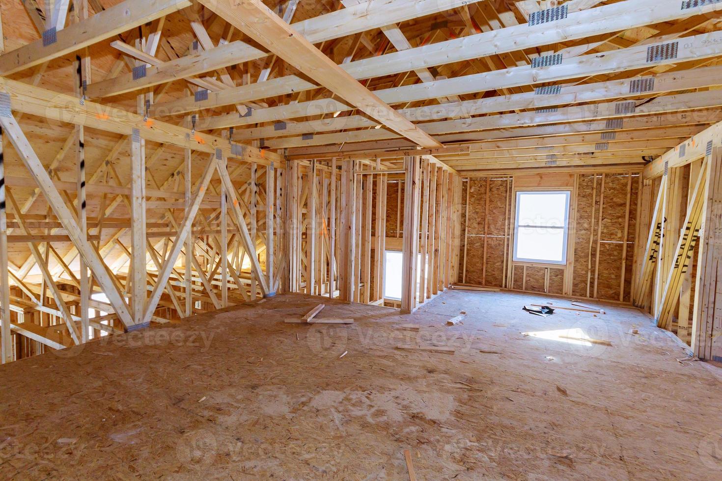 House attic interior under construction photo