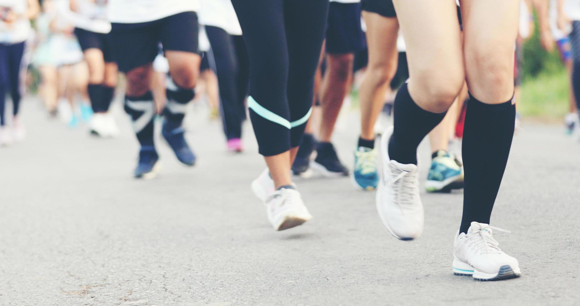 Motion blur of Marathon running photo