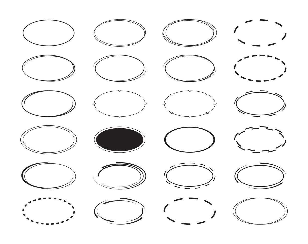 Set of oval border background. ellipse frames decoration vector