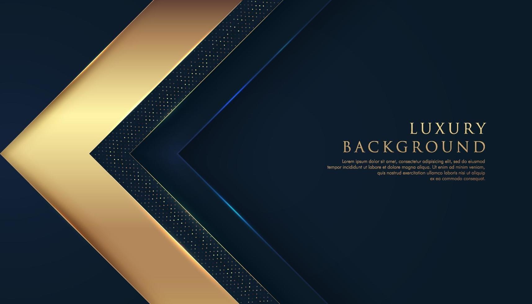 Abstract golden geometric triangle arrow shapes on dark background. vector