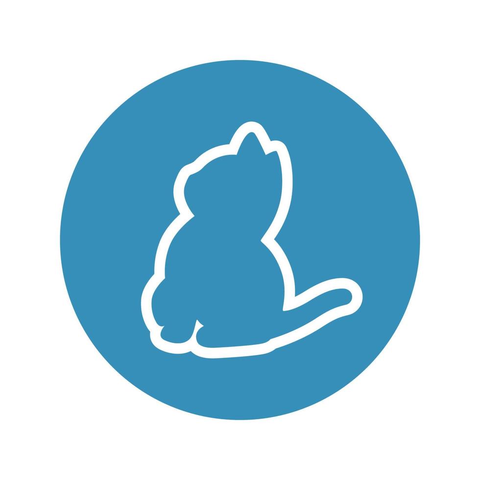 Yarn package manager vector logo - outline kitten in blue circle