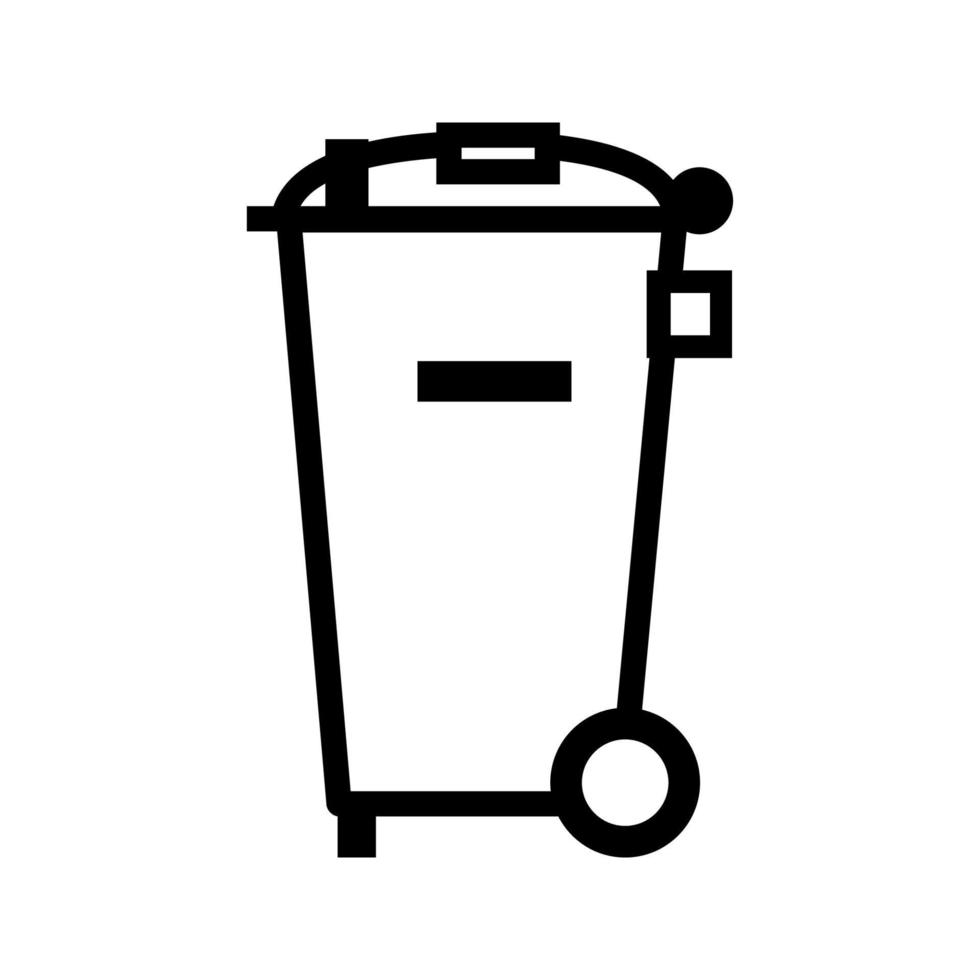 Trash container or garbage bin outline icon, recycling waste can vector