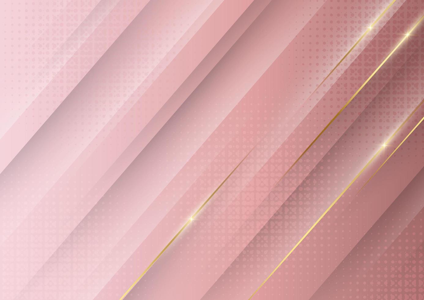 Abstract soft pink gradient geometric diagonal with line golden. vector