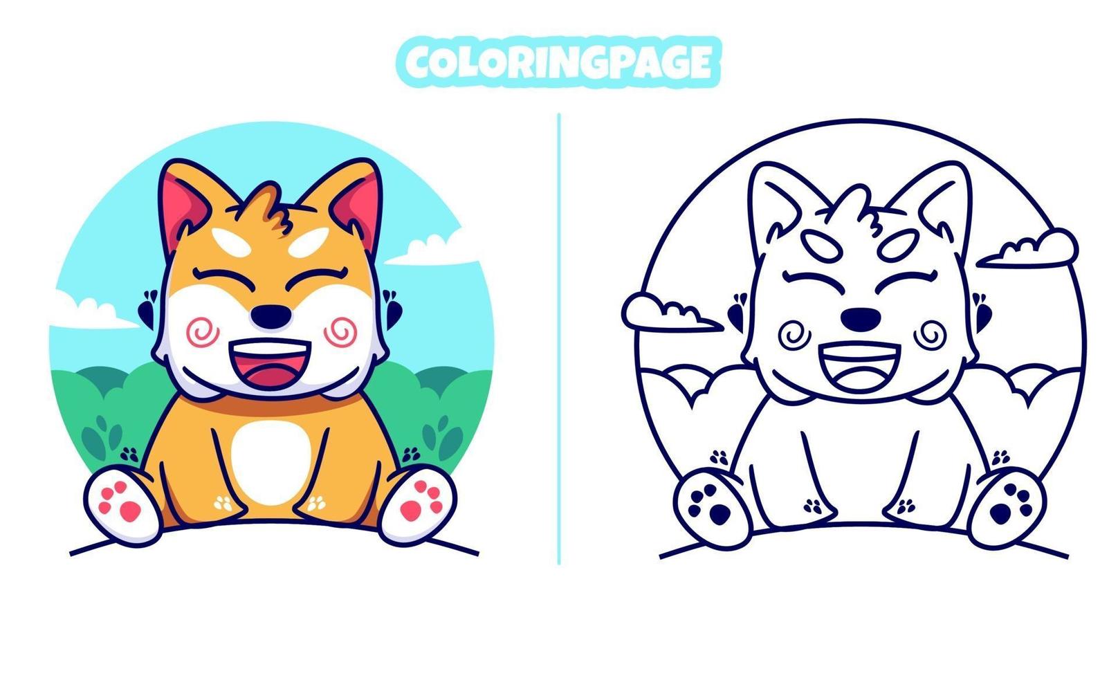 lindo gato con página para colorear vector