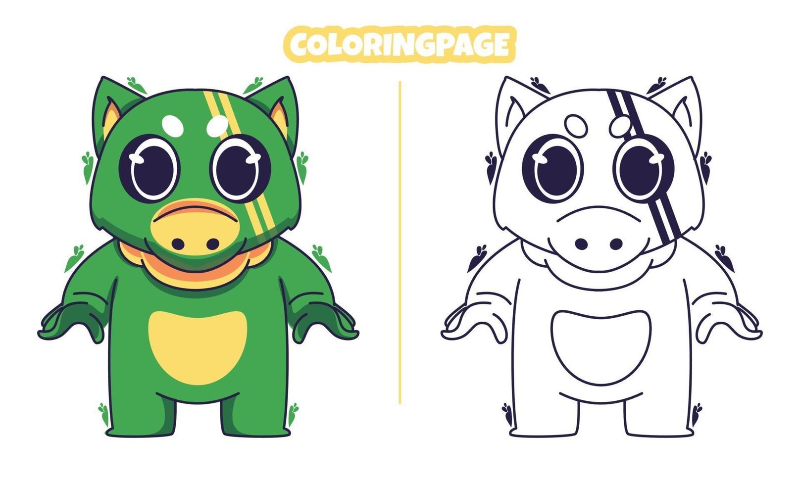 lindo cocodrilo con páginas para colorear adecuado para niños vector