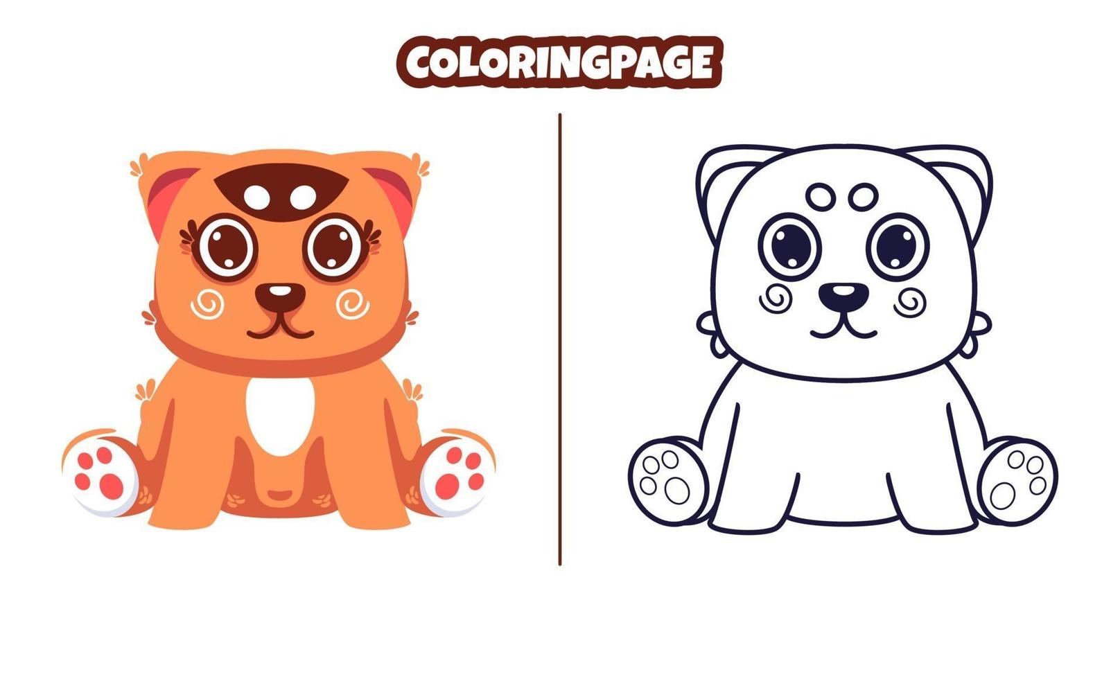 cute cat with coloring pages vector