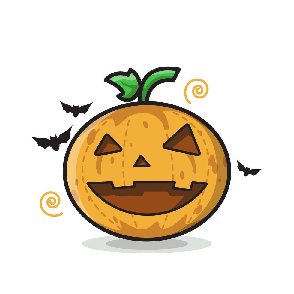 Happy Pumpkin Halloween Cute Line Art Illustration vector