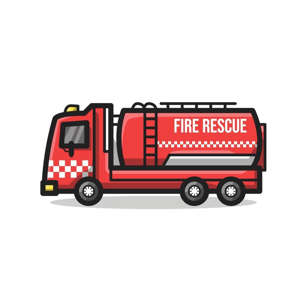 Fire Rescue Department Vehicle Line Art Cartoon Illustration vector