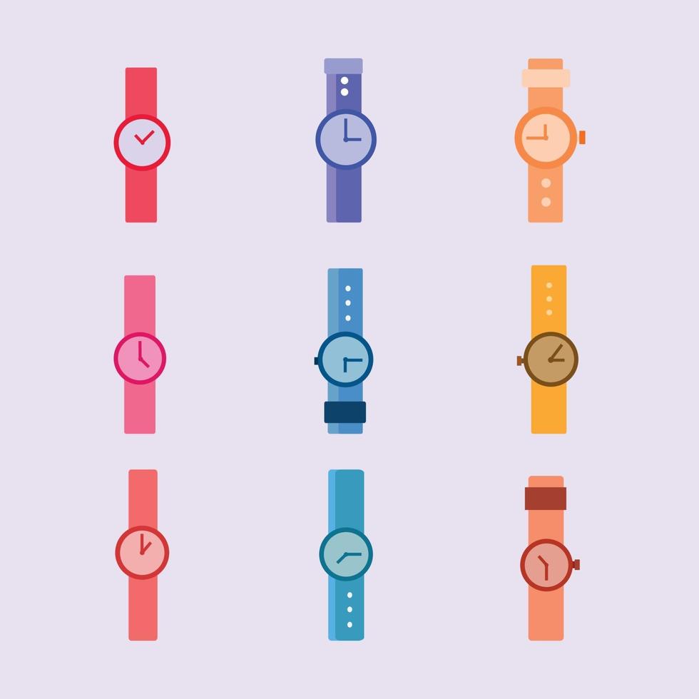 collection of set of watch designs with various colors and textures vector