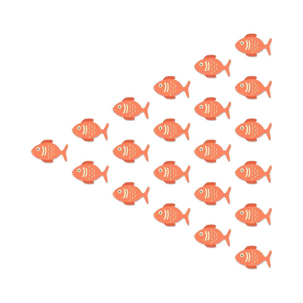 Group of fishes in a formation for team concept free vector design