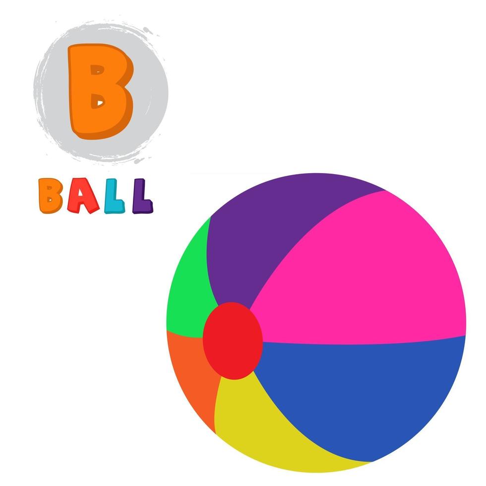 B for Ball kids learning vector illustration for free download