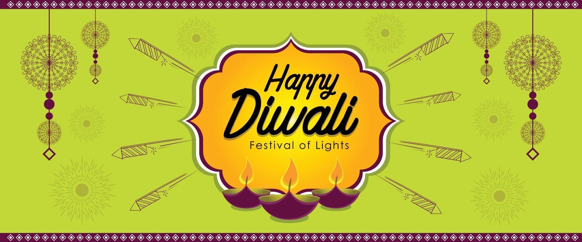 Beautiful Happy Diwali vector banner for free download