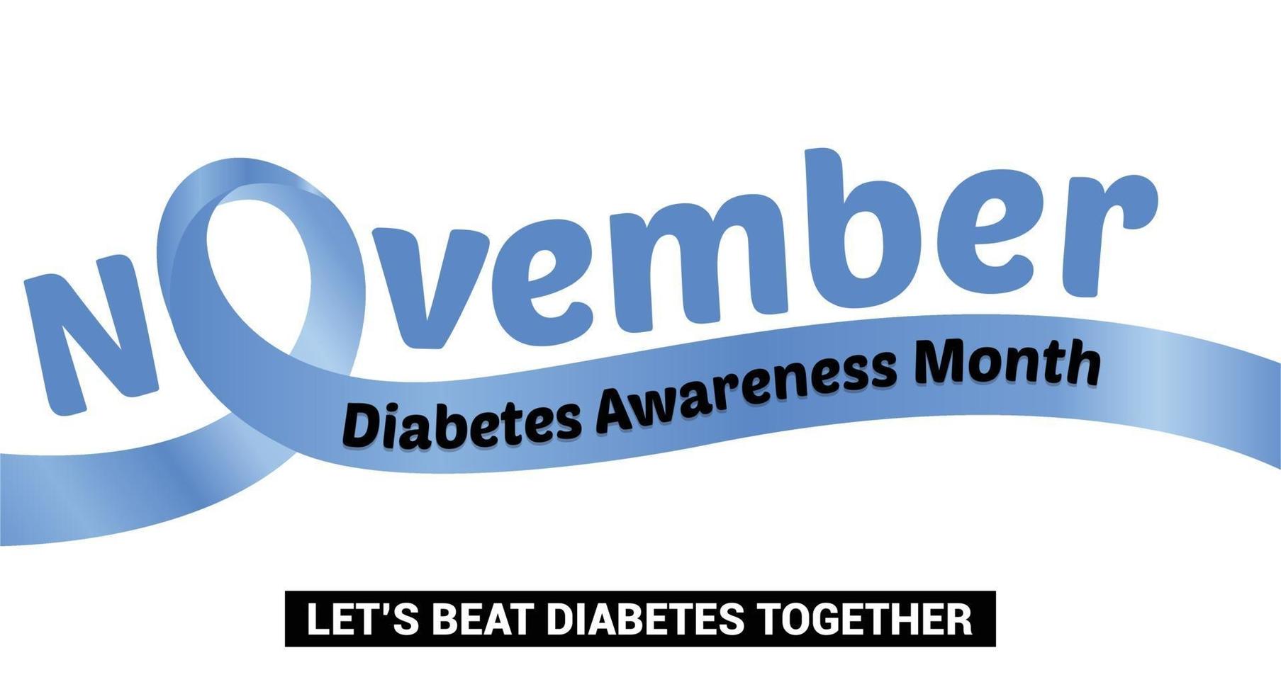 November diabetes awareness month concept with blue ribbon free vector