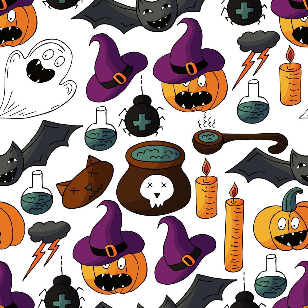 elementos de diseño de halloween en estilo de dibujo a mano vector