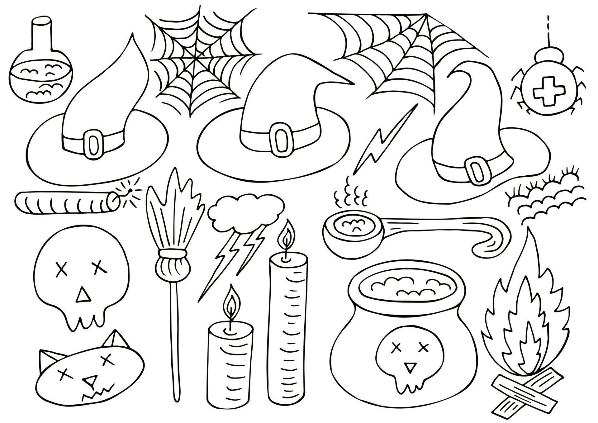 Halloween design elements in hand draw style 3462787 Vector Art at Vecteezy