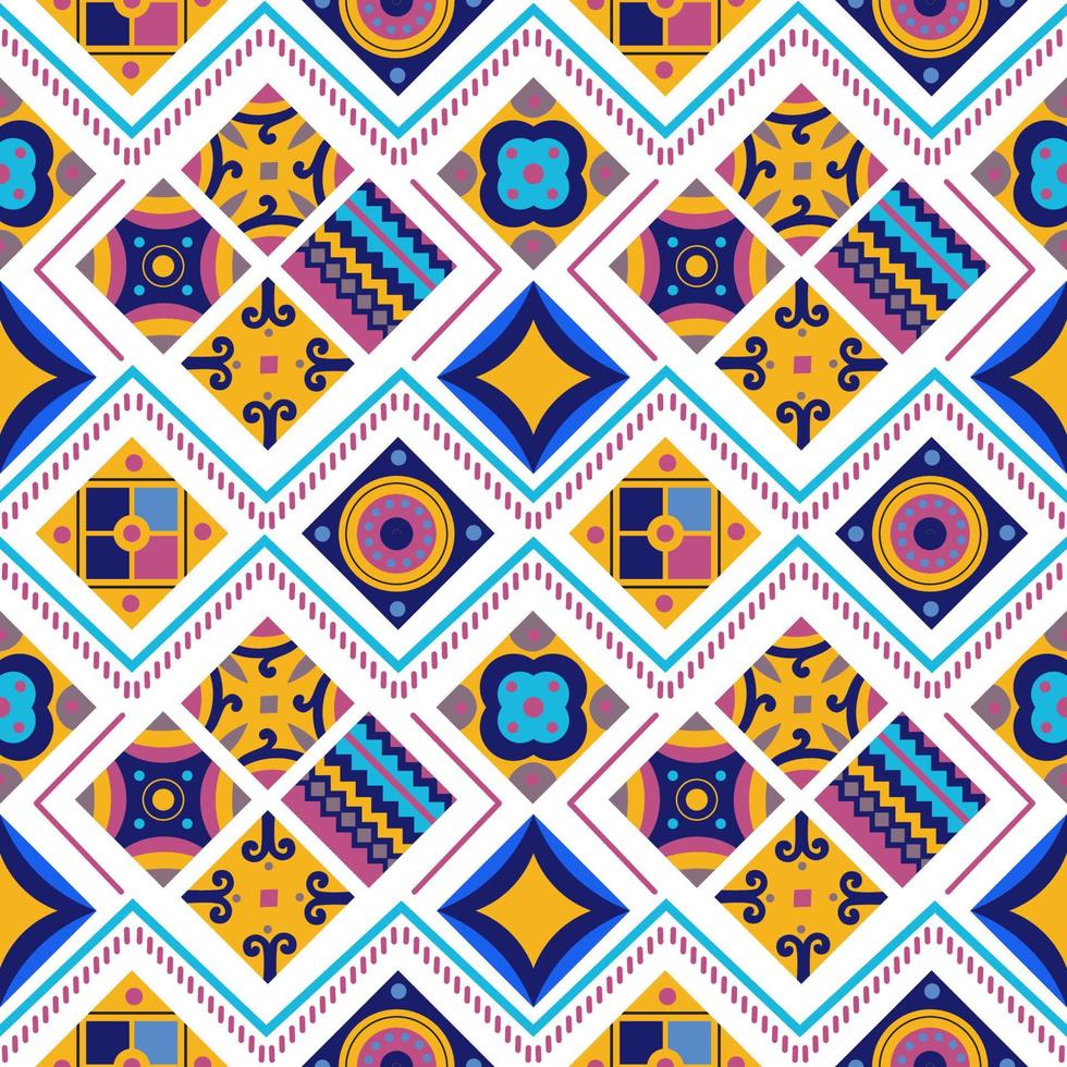 Seamless pattern of tribal background. Square tribal ornaments pattern vector