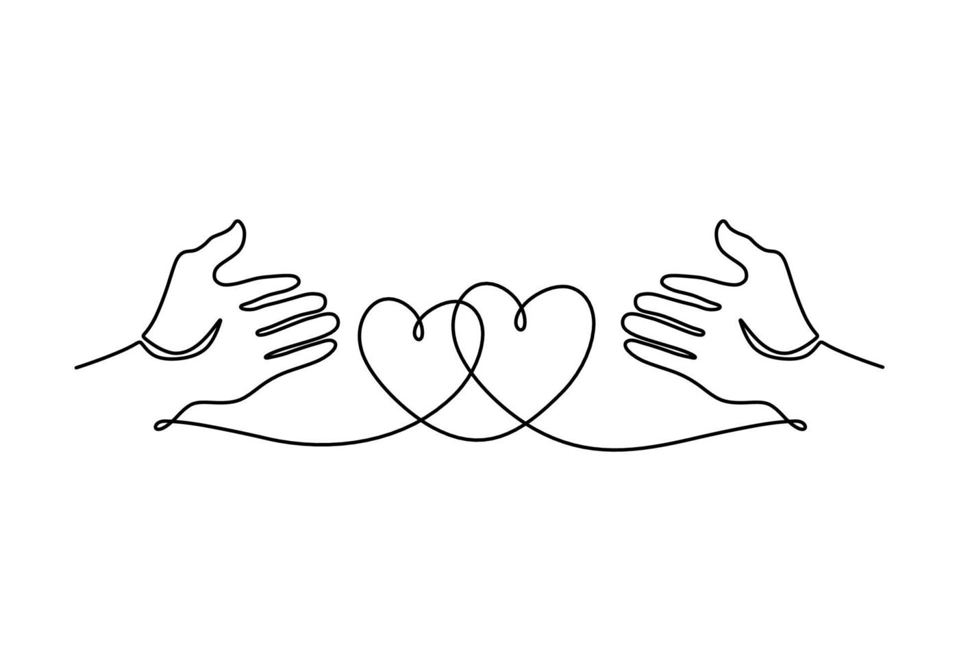 dibujo continuo de una sola línea de dos manos abiertas con forma de  corazón 3462846 Vector en Vecteezy