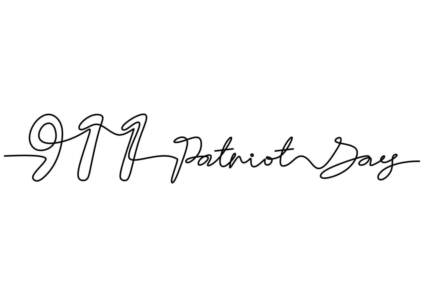 una línea continua de 911 patriot day carta palabra escrita a mano vector