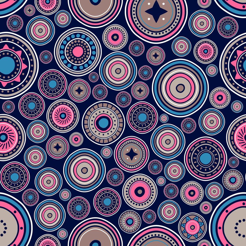 Seamless pattern of abstract circular tribal ornament. vector