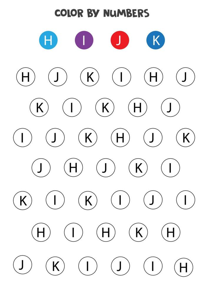 Color letters of alphabet according to the example. vector