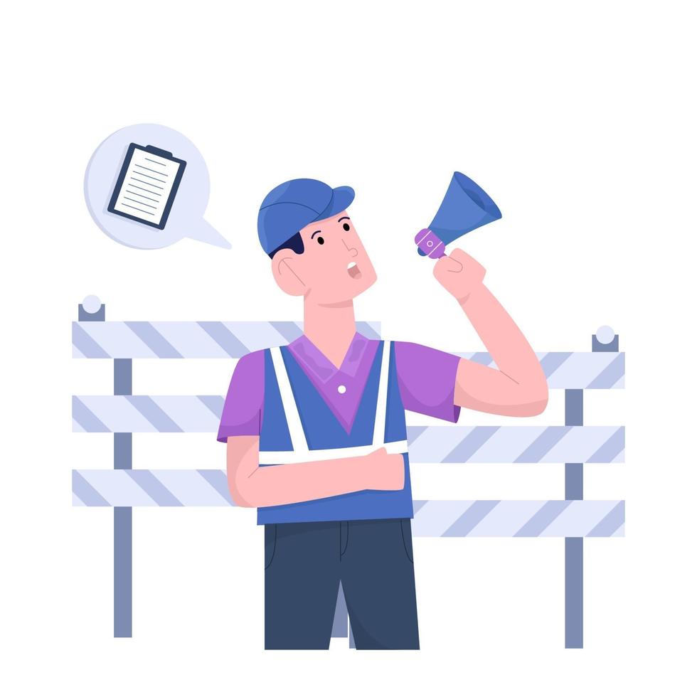 Labor day wih worker hold megaphone vector