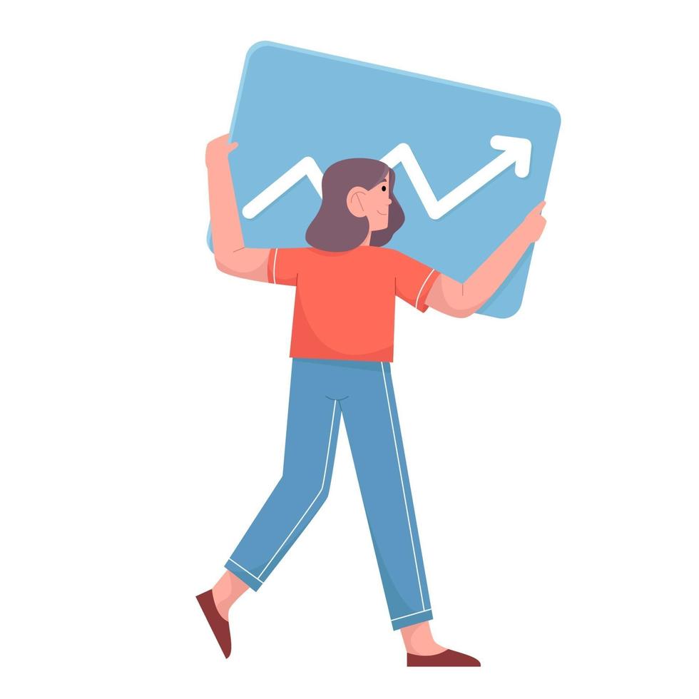 Businesswoman hold up statistic data vector