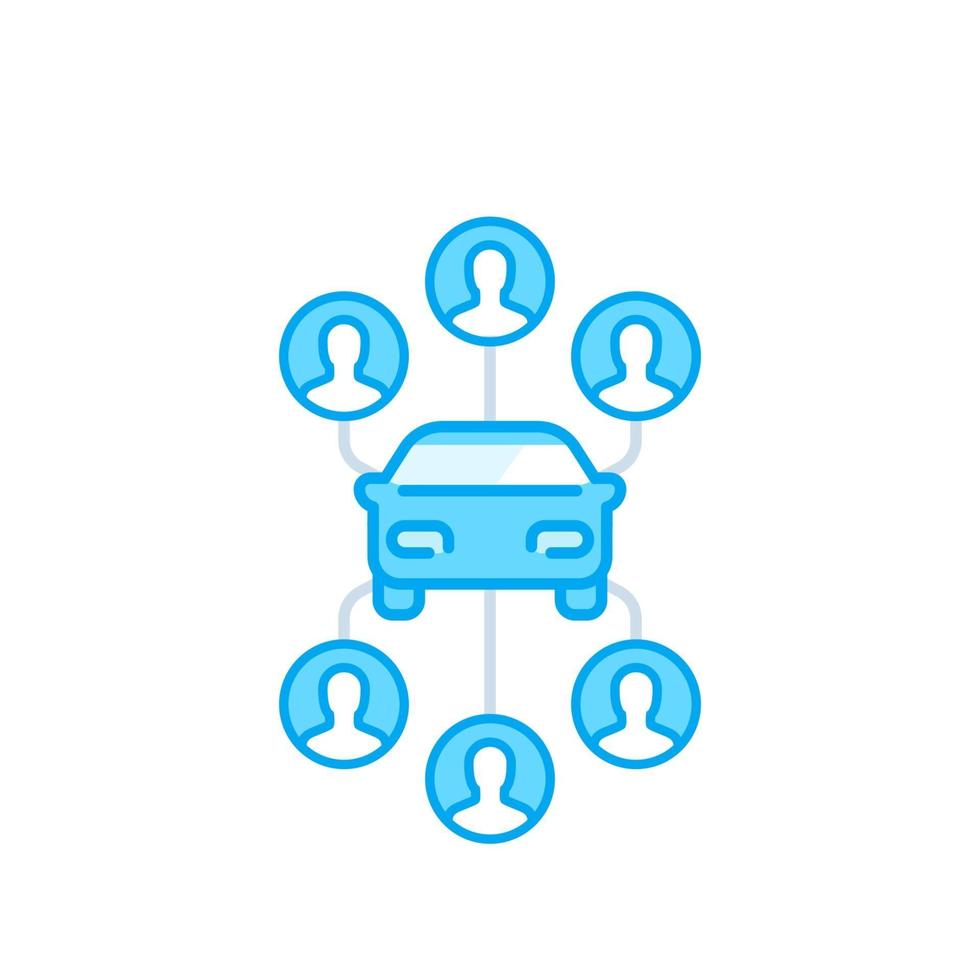 carsharing icon on white, carpooling service vector