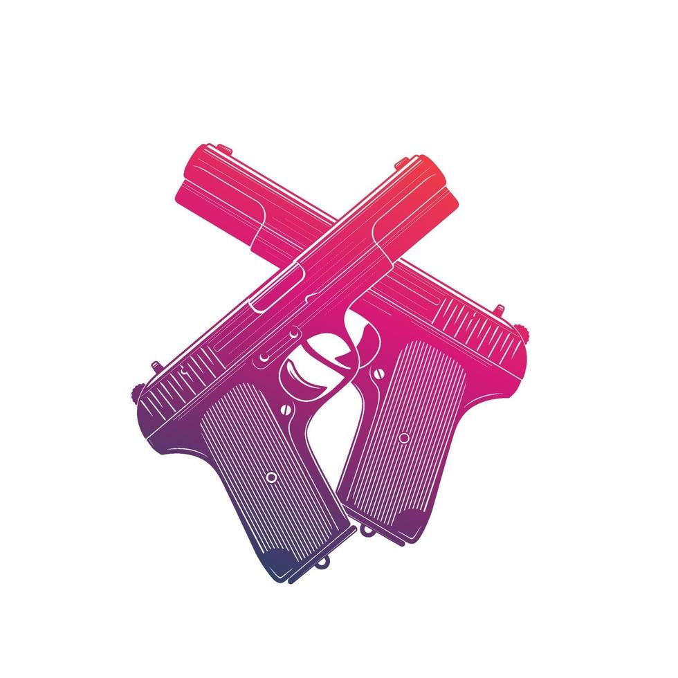 pistols, old soviet handguns on white vector