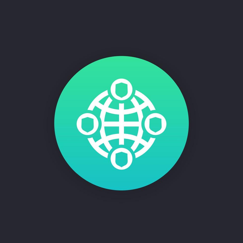 cyber security round icon vector
