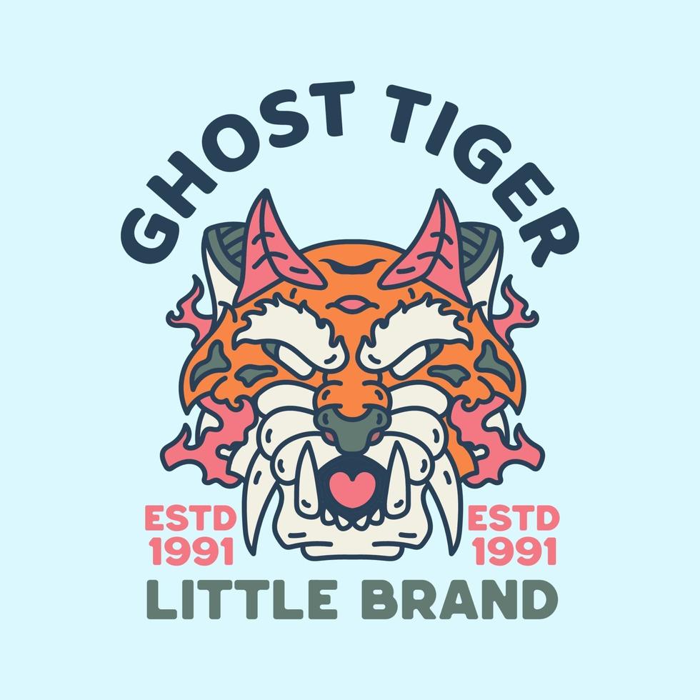 Ghost Tiger Illustration Character vintage Design retro vector