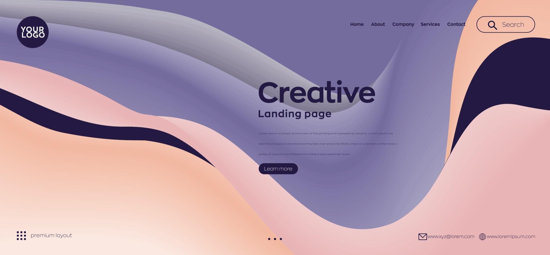 Landing page. Abstract colorful background design vector