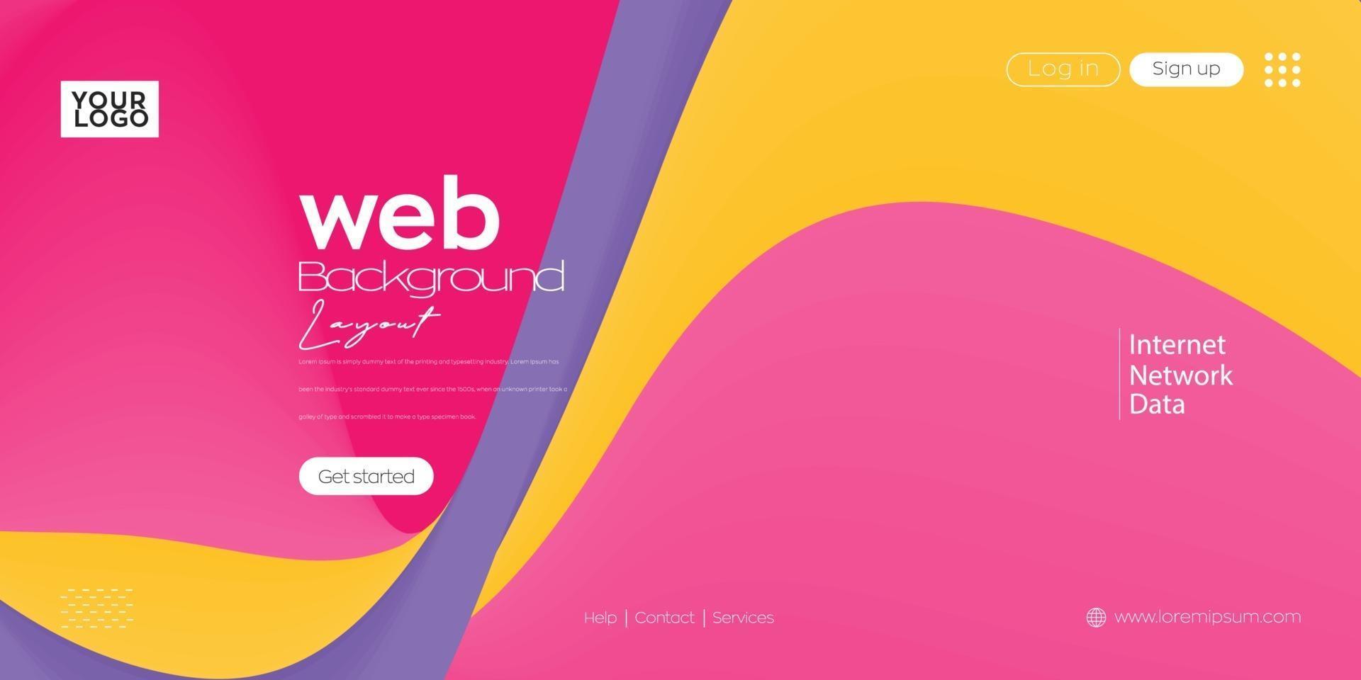 Landing page. web header vector colorful line background design