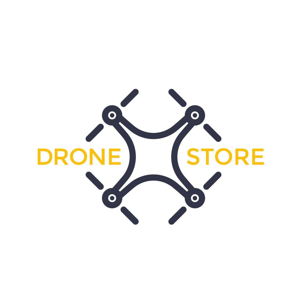 Drone store vector logo with quadrocopter