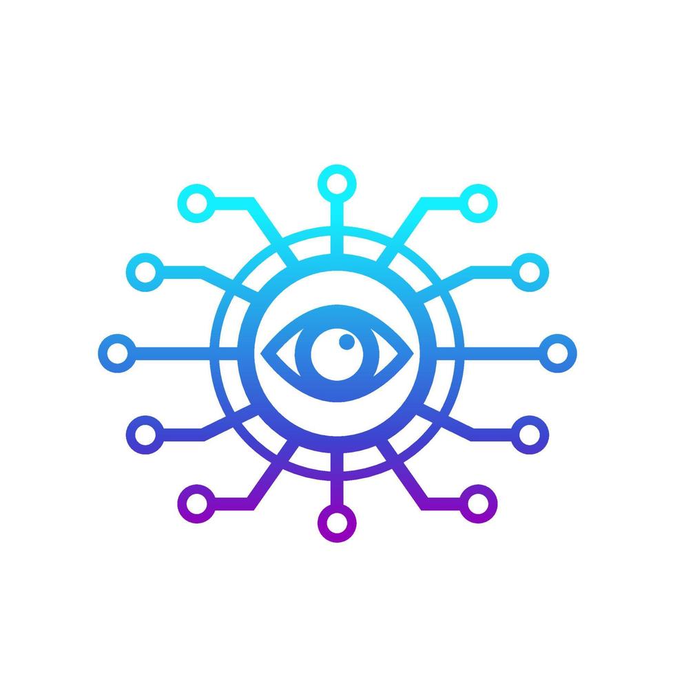 Machine vision, computer visual recognition system icon vector