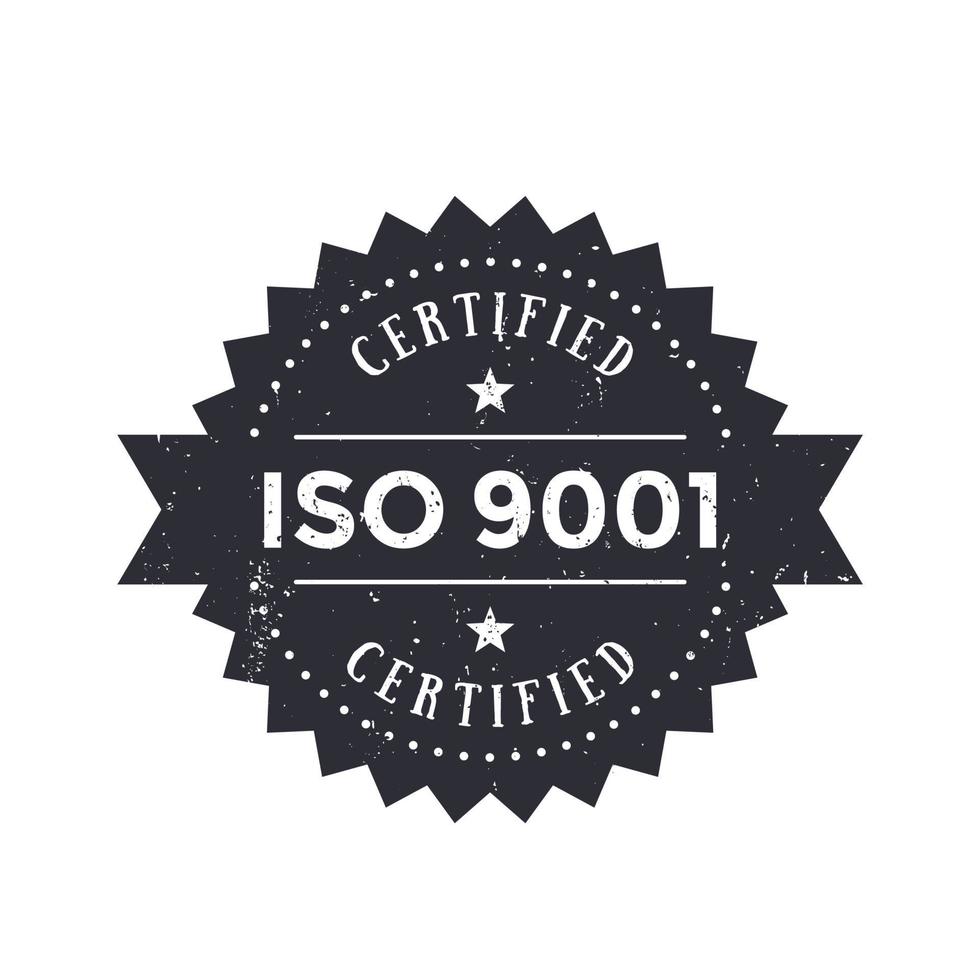 ISO 9001 badge on white vector