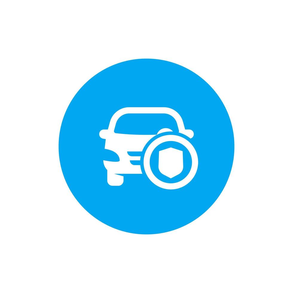 car and shield round icon vector
