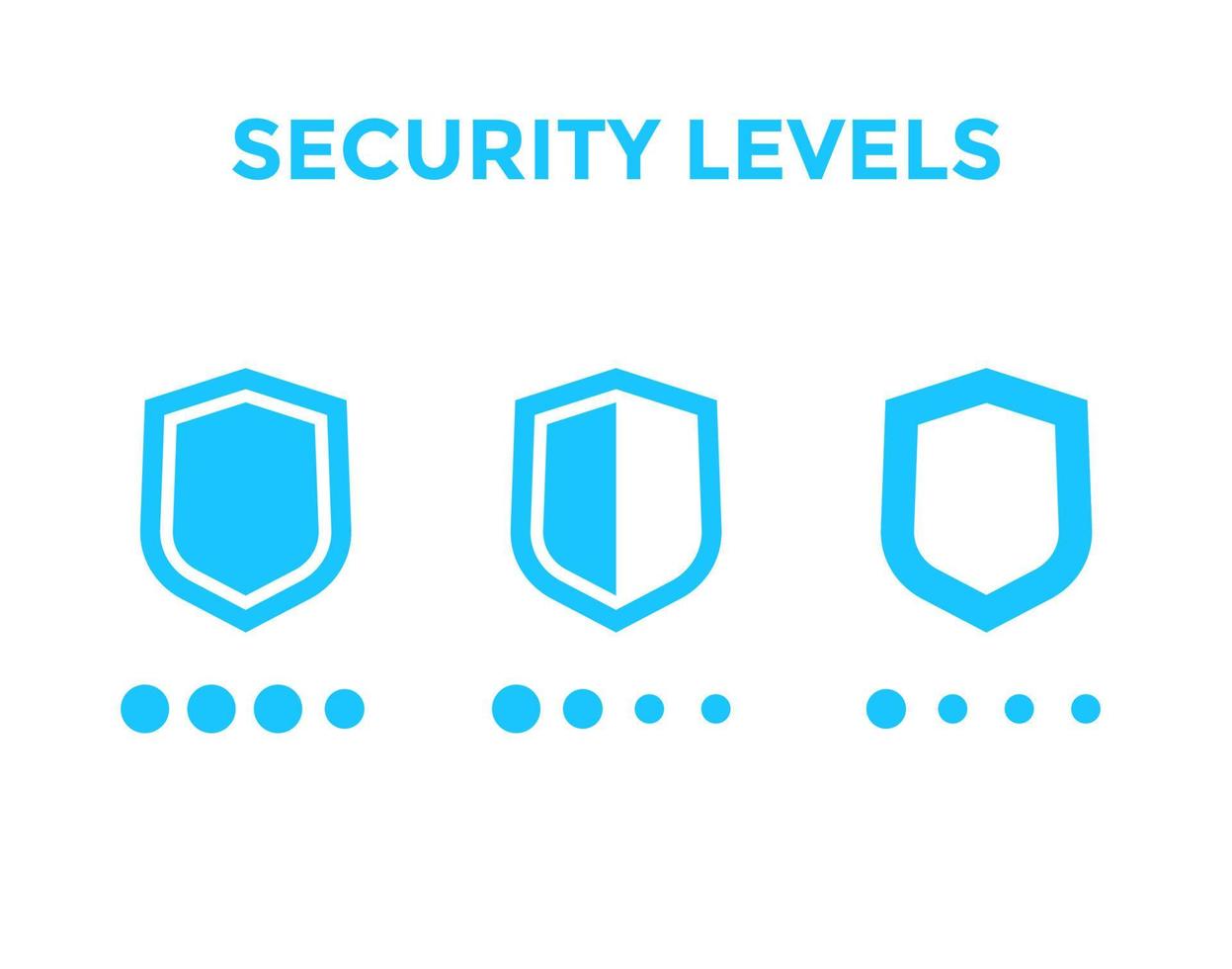 security levels icons with shields vector