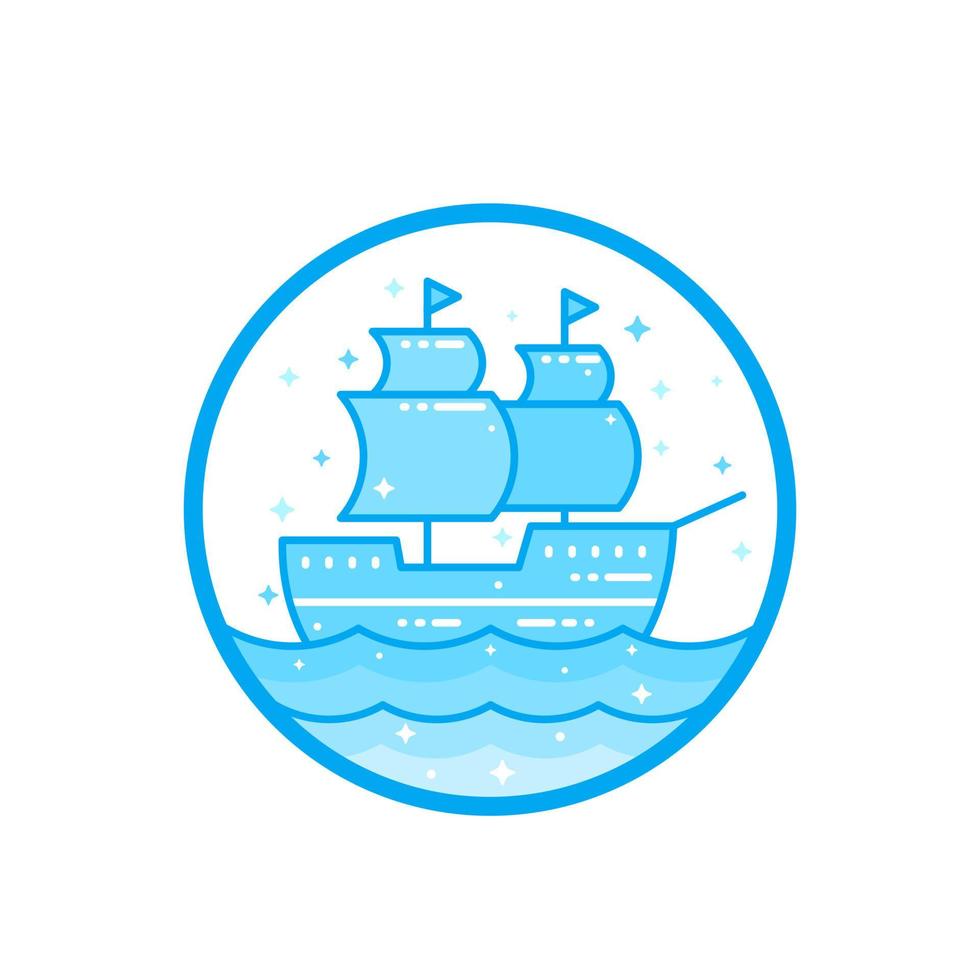 sailing vessel, old ship vector illustration