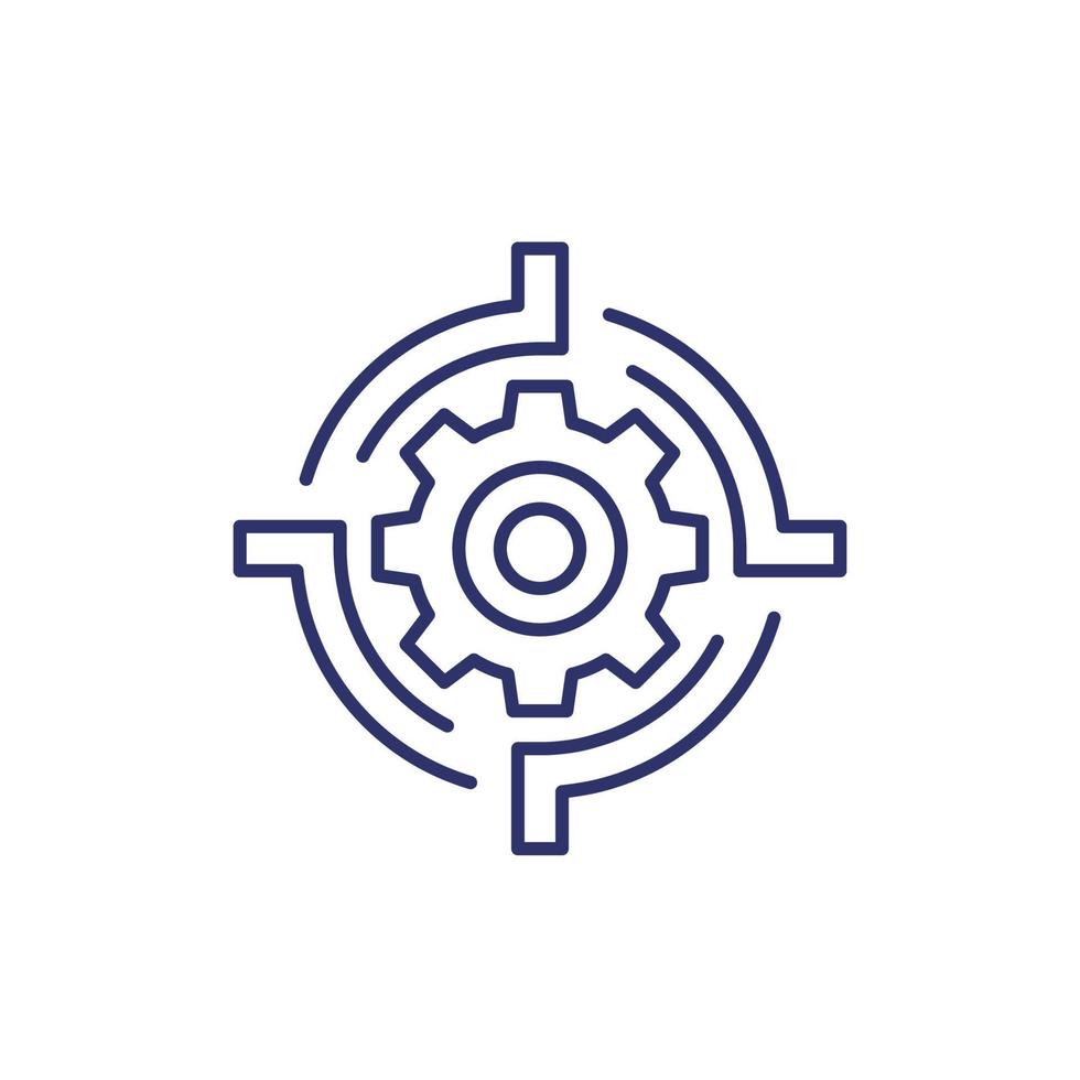 Gear and target line icon vector
