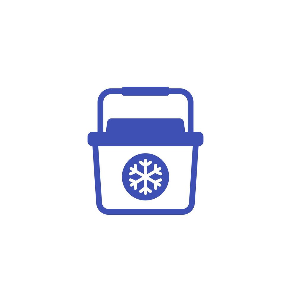 Portable fridge, cooler icon on white vector