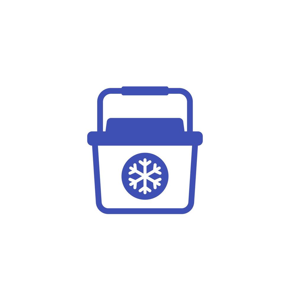 Portable fridge, cooler icon on white vector