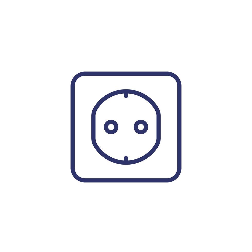 power outlet with type F socket, vector line icon