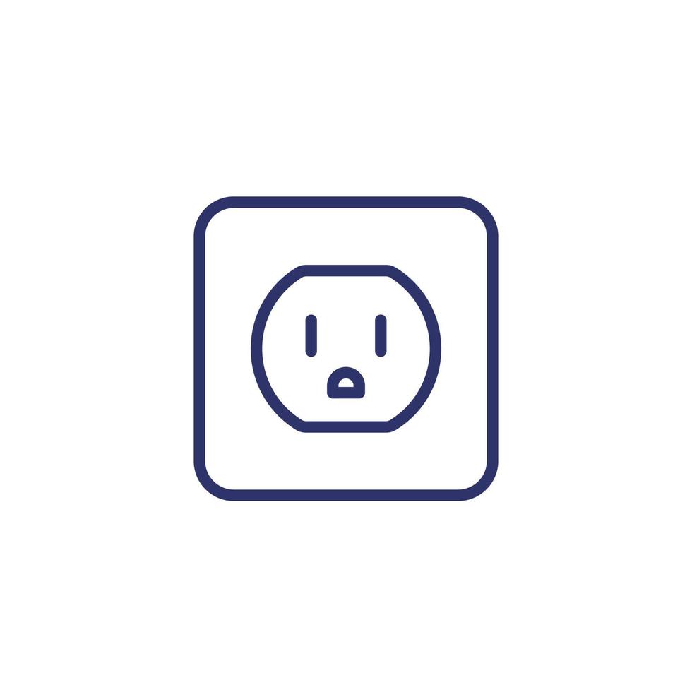 power outlet with type B socket, vector line icon