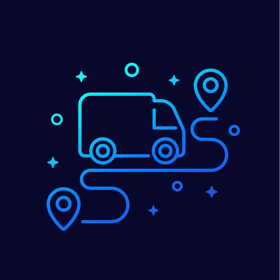 van and route linear icon vector