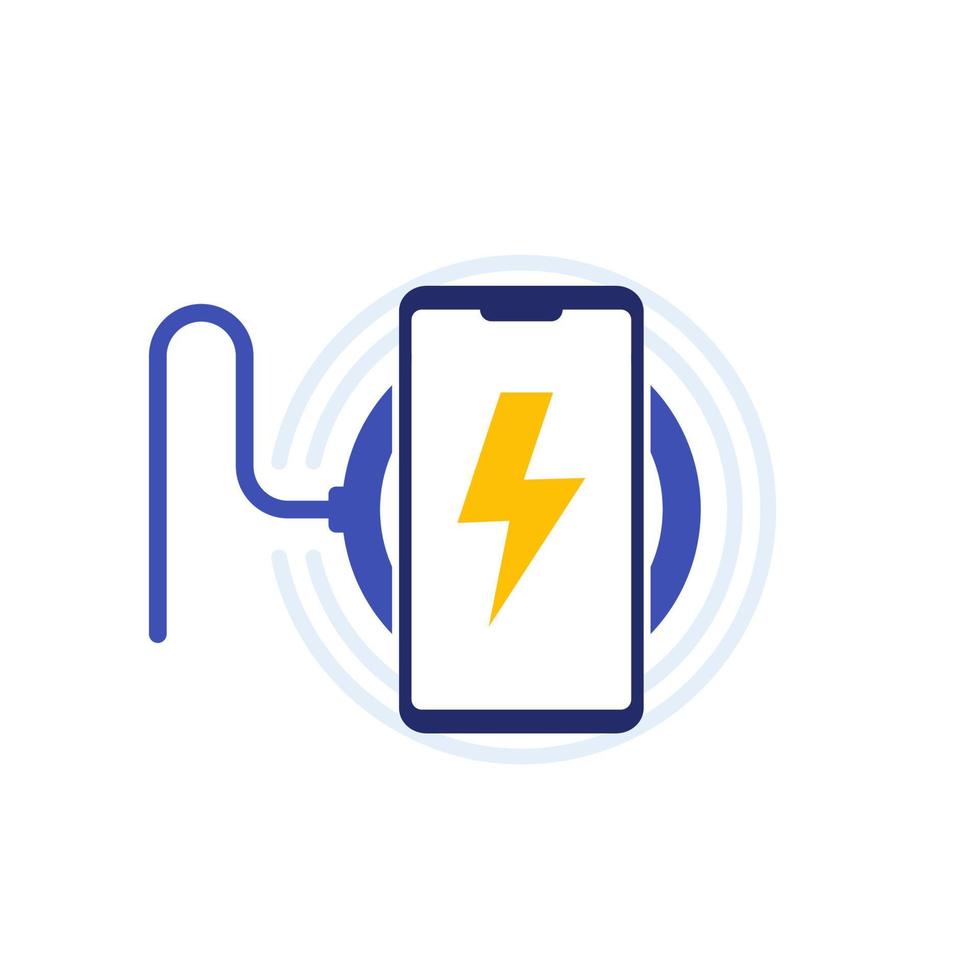 wireless charging station with smartphone icon vector