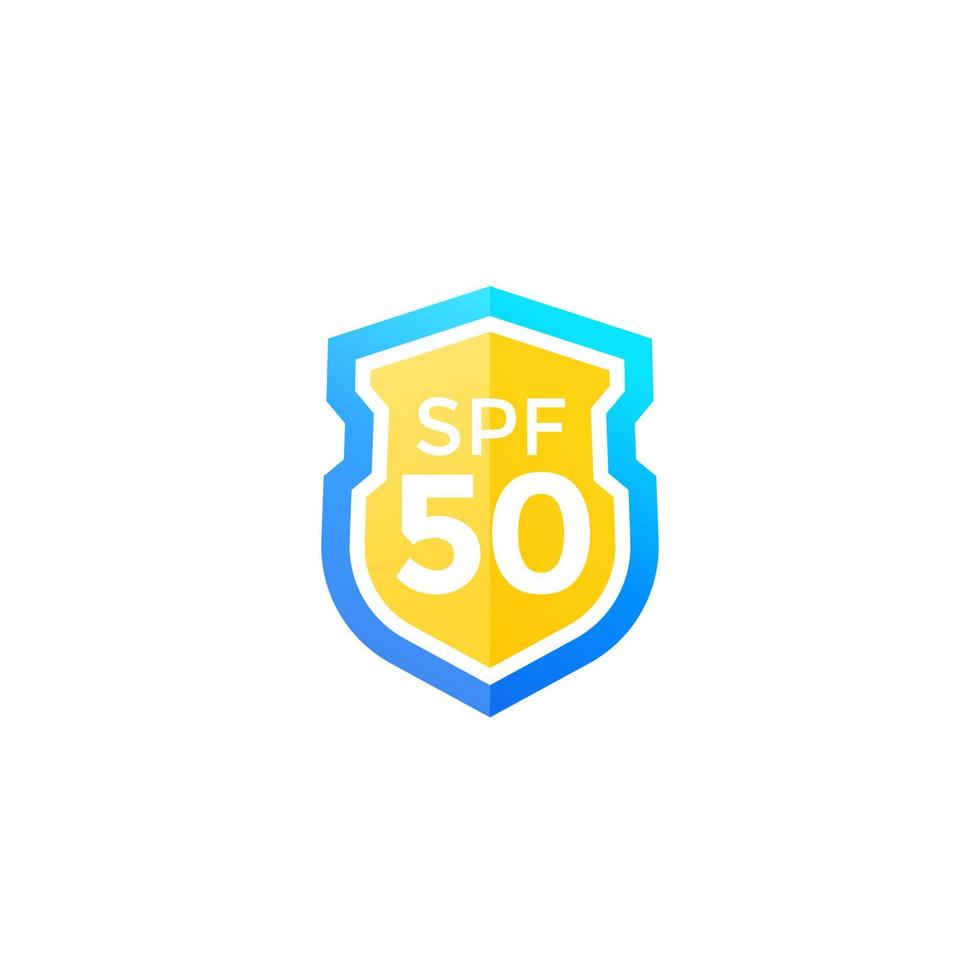 UV, sun protection SPF 50 vector icon with shield