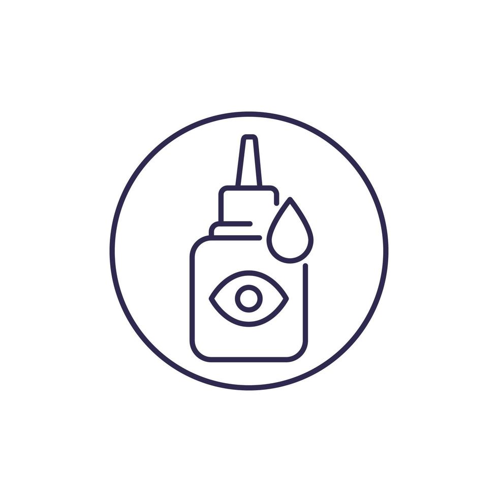 Eye drops bottle vector line icon